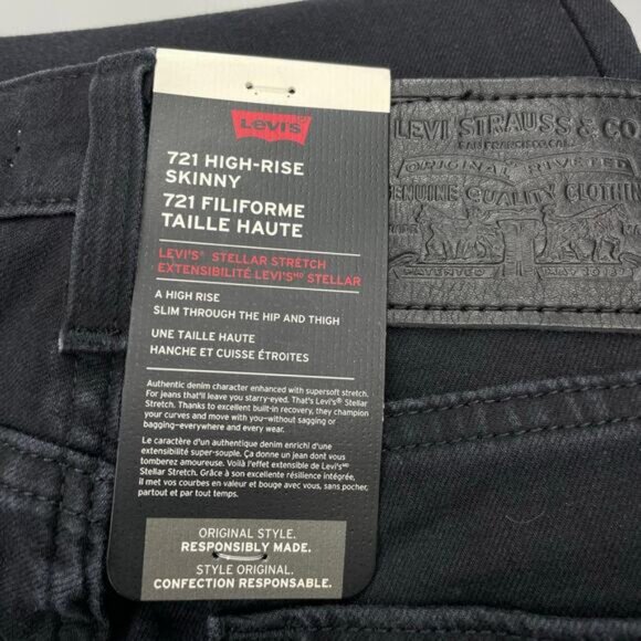 Levi's 721 High Rise Skinny Jean Size 25 Long Shot - Black - Picture 7 of 8